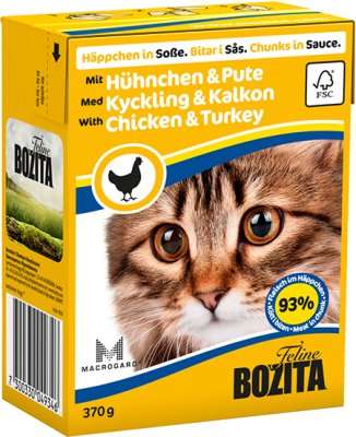 Bozita katt Biter i saus med kylling&kalkun 370g